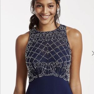 Navy Blue Beaded Gown